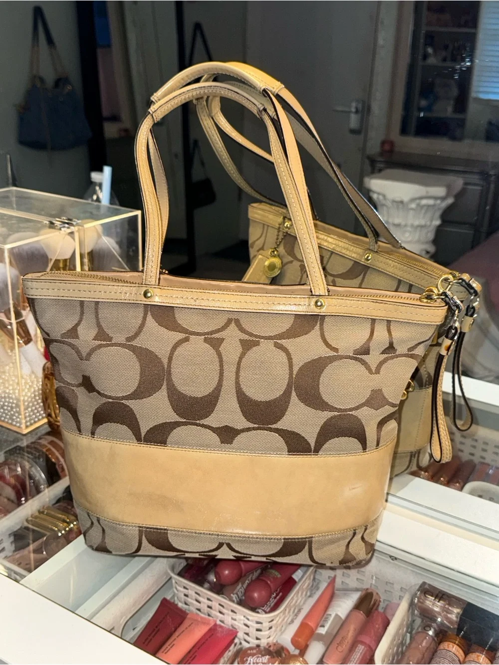 Vintage Coach Signature Stripe Tote Bag 💛✨